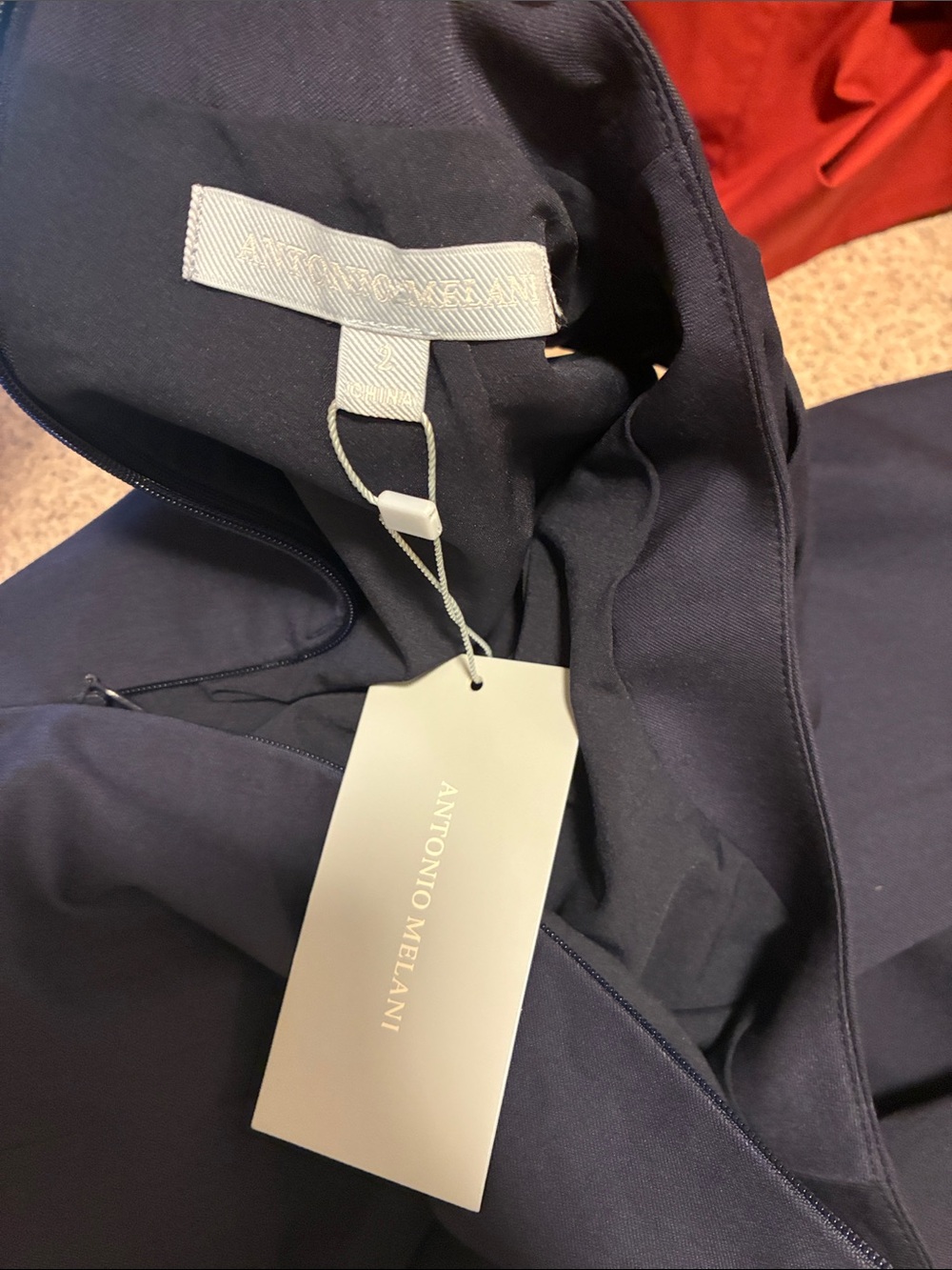 ANTONIO MELANI Navy Sleeveless Sheath Midi Dress - Picture 5 of 8
